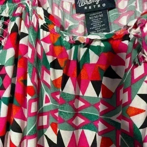 Wrangler Retro Off Shoulder Geo Pattern Western Festival Aztec Flow Dress - Picture 7 of 8